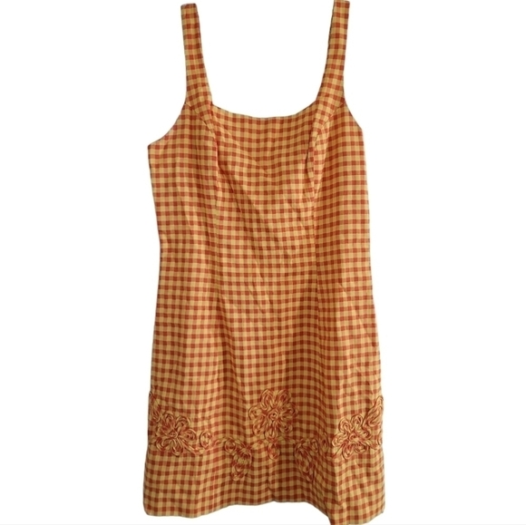 Sue Wong 90s Y2K Clueless Mini Dress Cropped Jacket Set Orange Yellow Gingham - Picture 6 of 10